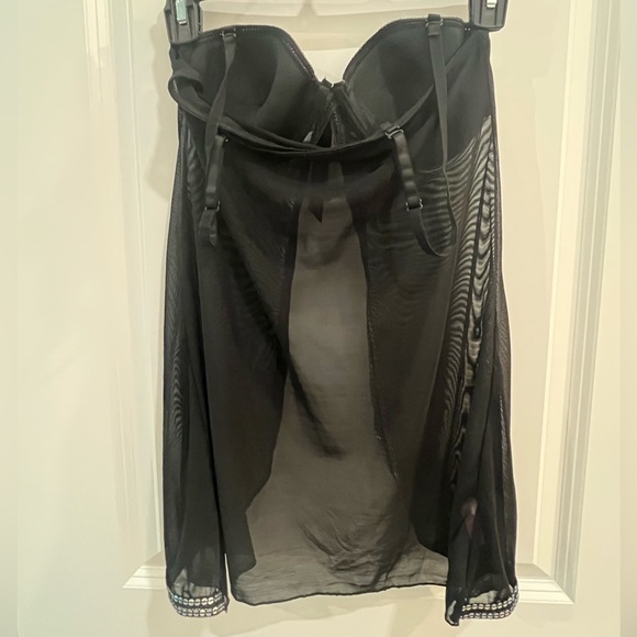 EUC Black and Sequin Flyaway Open Chemise Top, Size S - Picture 4 of 5